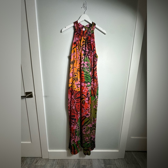 Roopa Pemmaraju X Anthropologie Floral Maxi Halter Beaded Colorful Dress Size XL - Picture 10 of 17